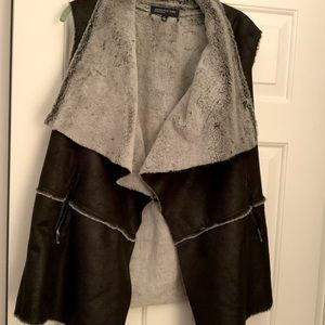 Faux Suede Black & Grey Vest